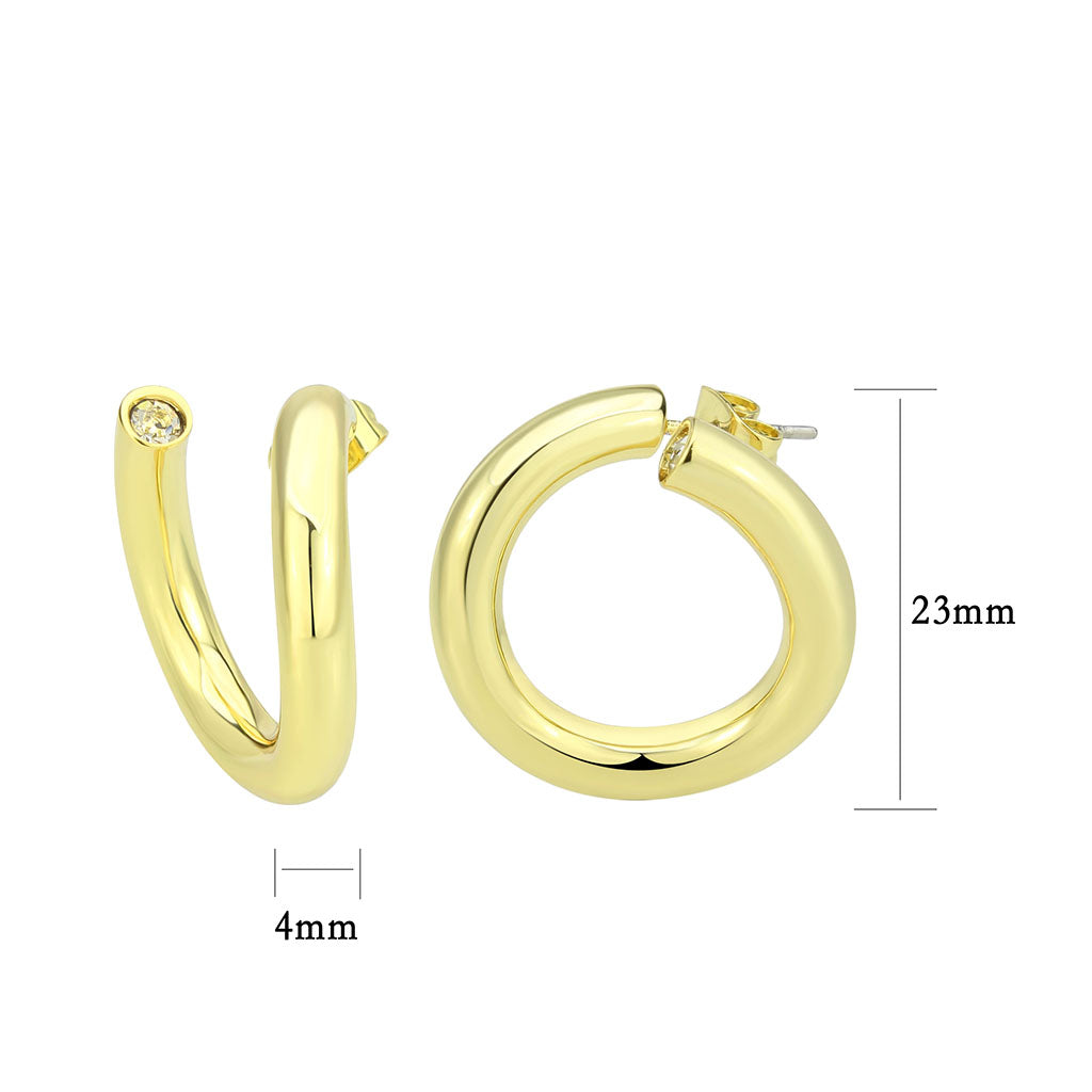 3W1742G - Flash Gold Brass Earring with NoStone in No Stone LuxuryLifeWay Online Store