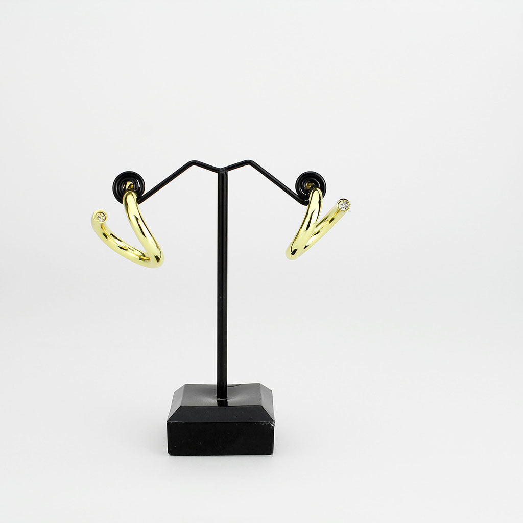 3W1742G - Flash Gold Brass Earring with NoStone in No Stone LuxuryLifeWay Online Store