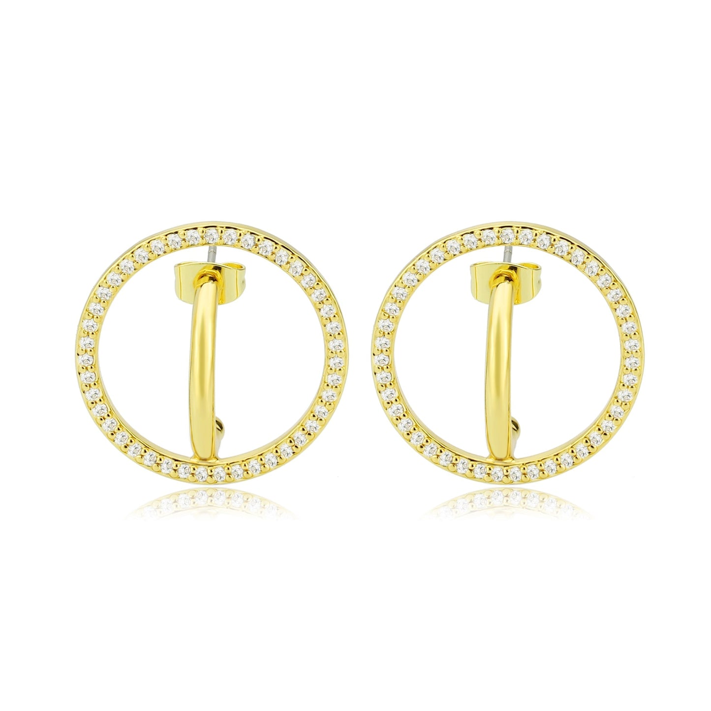 3W1744G - Flash Gold Brass Earring with AAA Grade CZ in Clear LuxuryLifeWay Online Store