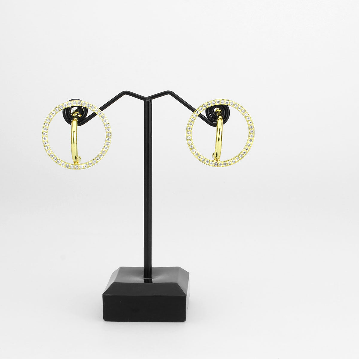 3W1744G - Flash Gold Brass Earring with AAA Grade CZ in Clear LuxuryLifeWay Online Store