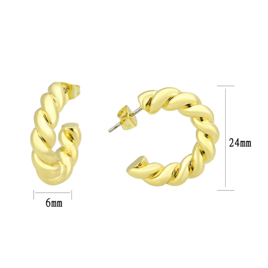 3W1761G - Flash Gold Brass Earring with NoStone in No Stone LuxuryLifeWay Online Store