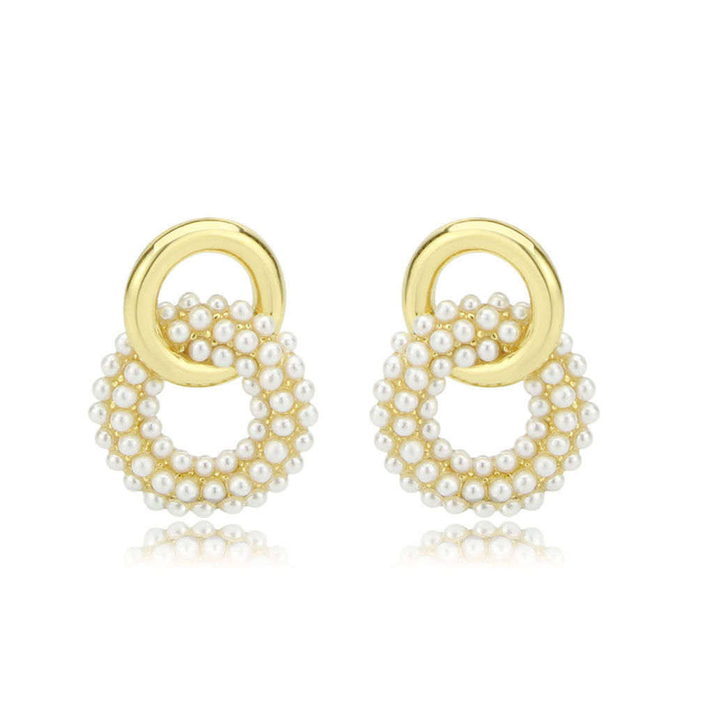 3W1775 - Flash Gold Brass Earring with Synthetic in White LuxuryLifeWay Online Store
