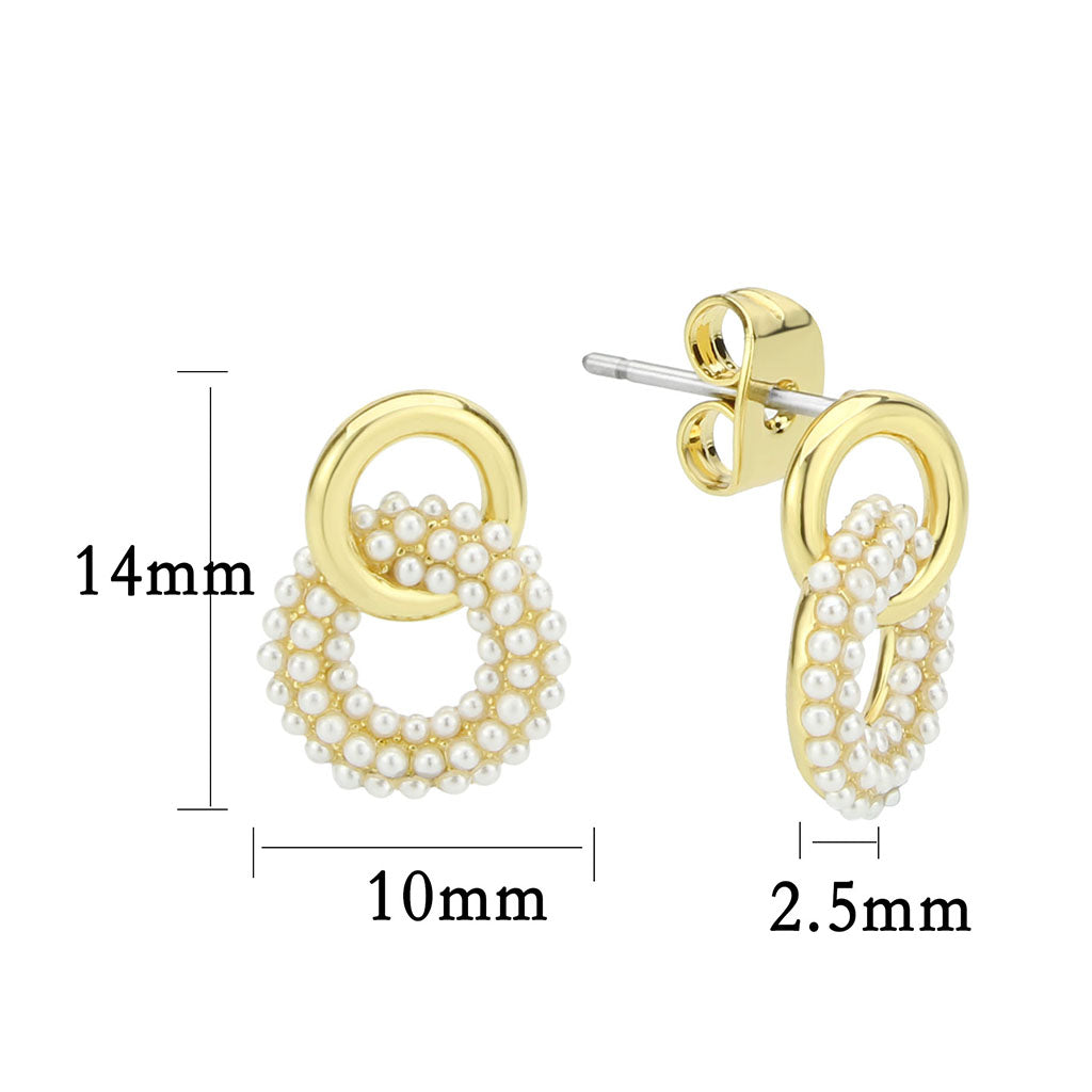 3W1775 - Flash Gold Brass Earring with Synthetic in White LuxuryLifeWay Online Store