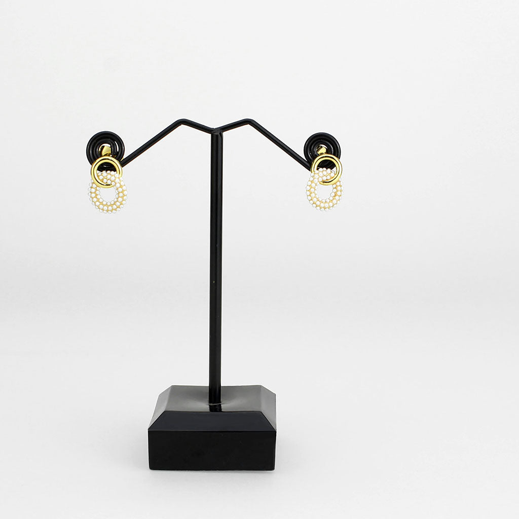 3W1775 - Flash Gold Brass Earring with Synthetic in White LuxuryLifeWay Online Store