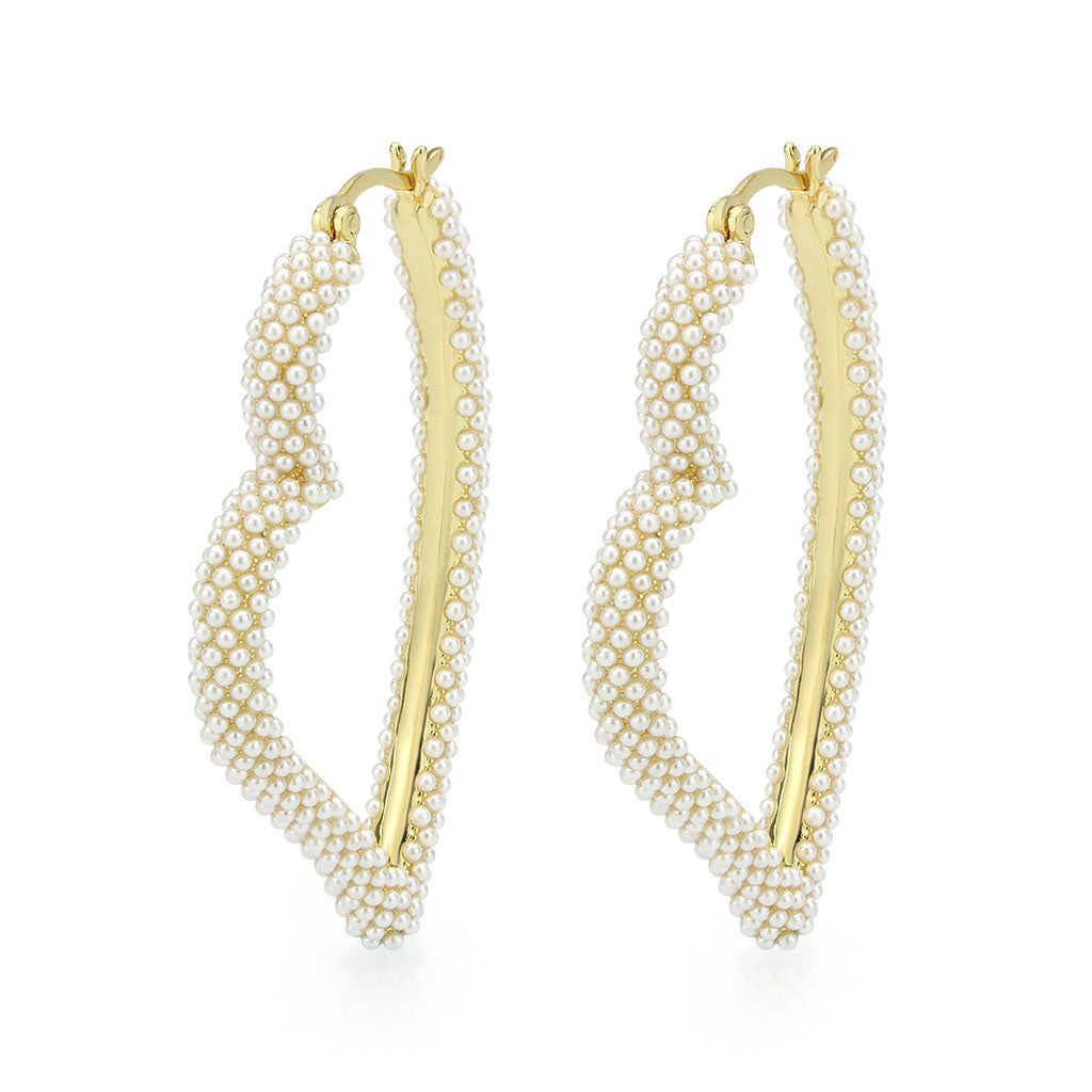 3W1781 - Flash Gold Brass Earring with Synthetic in White LuxuryLifeWay Online Store