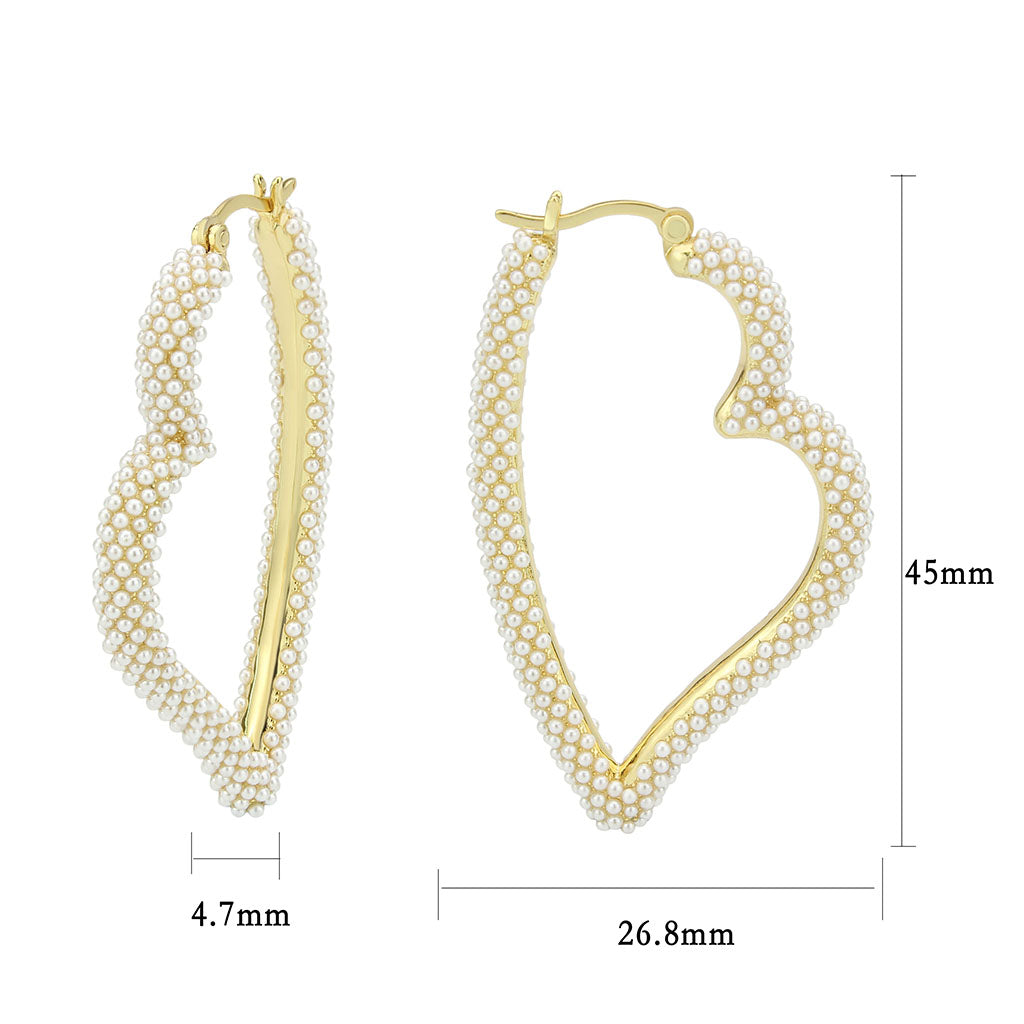 3W1781 - Flash Gold Brass Earring with Synthetic in White LuxuryLifeWay Online Store