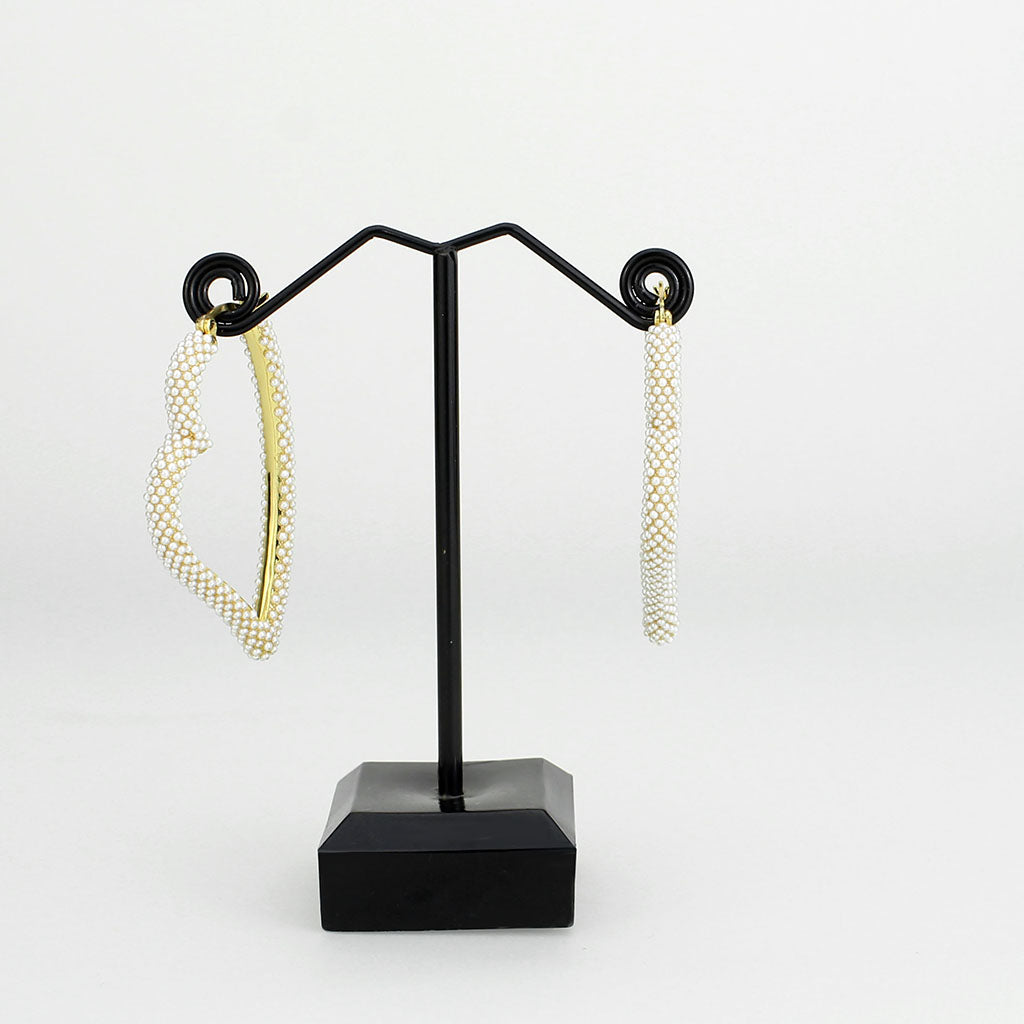 3W1781 - Flash Gold Brass Earring with Synthetic in White LuxuryLifeWay Online Store
