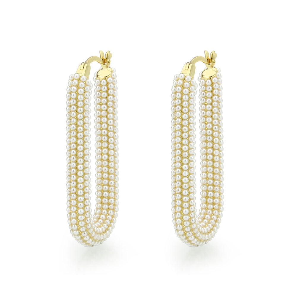 3W1783 - Flash Gold Brass Earring with Synthetic in White LuxuryLifeWay Online Store