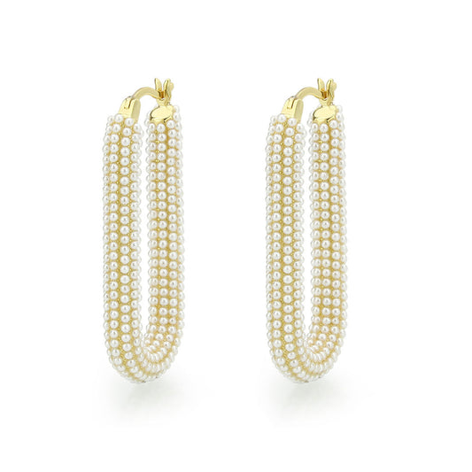 3W1783 - Flash Gold Brass Earring with Synthetic in White LuxuryLifeWay Online Store