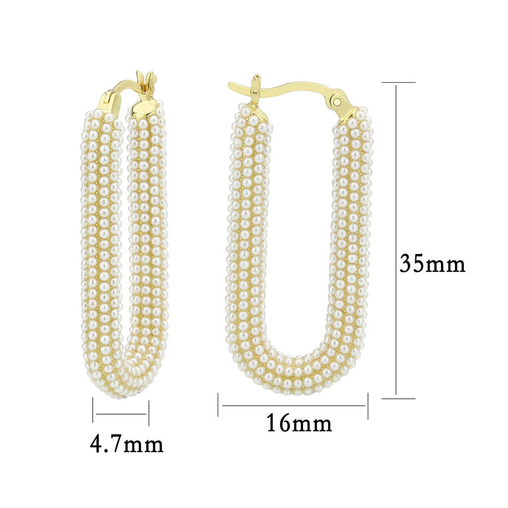 3W1783 - Flash Gold Brass Earring with Synthetic in White LuxuryLifeWay Online Store