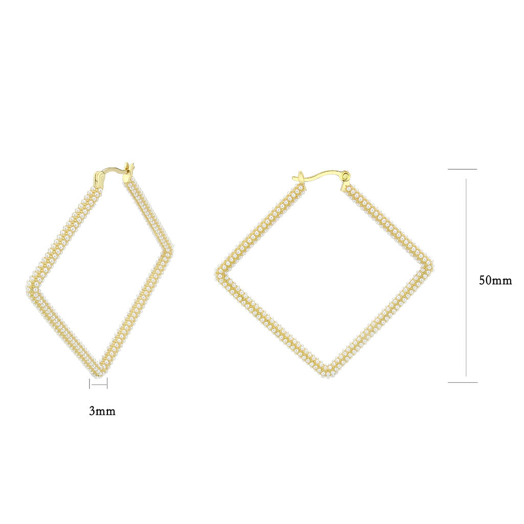 3W1786 - Flash Gold Brass Earring with Synthetic in White LuxuryLifeWay Online Store