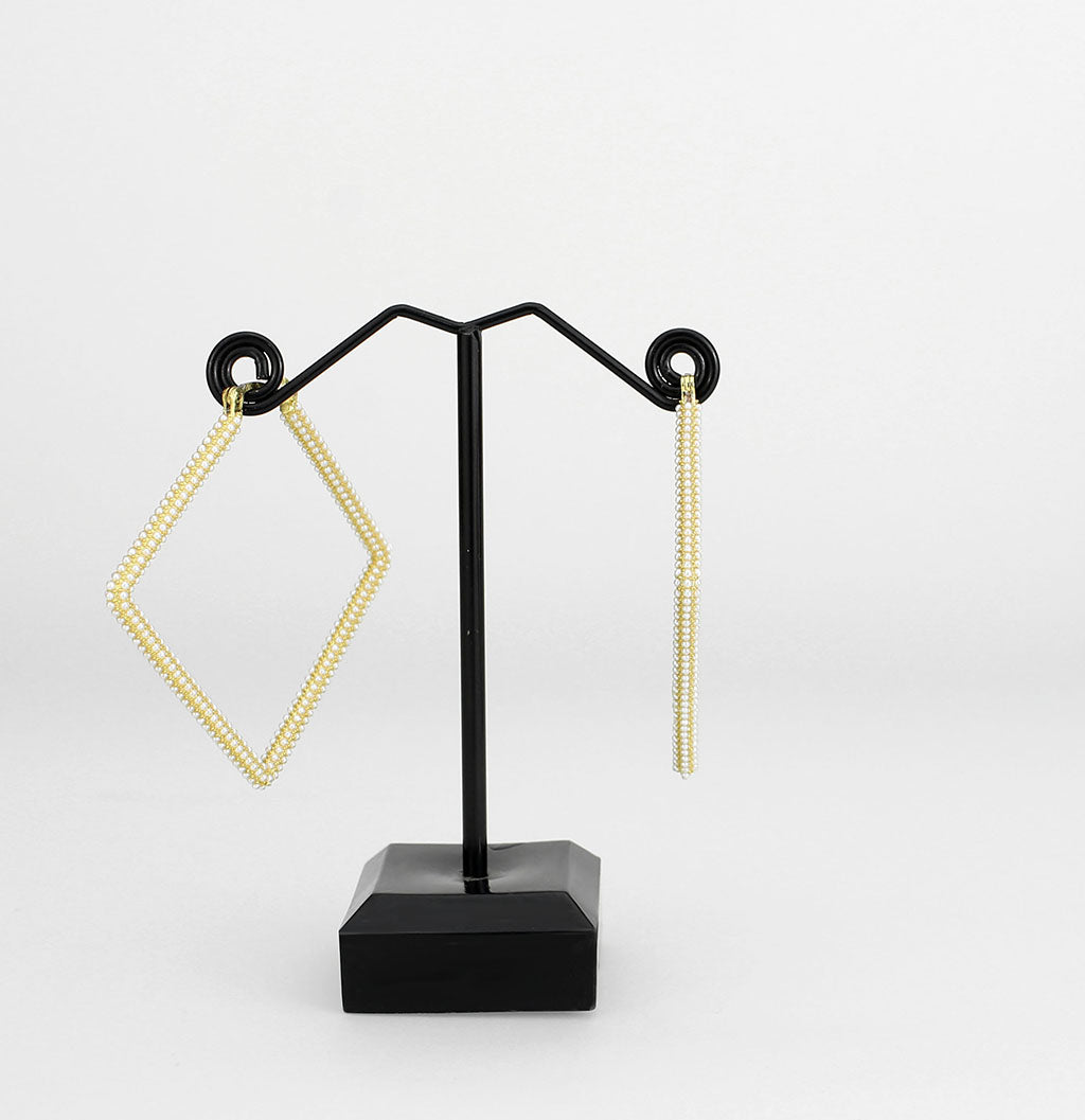 3W1786 - Flash Gold Brass Earring with Synthetic in White LuxuryLifeWay Online Store