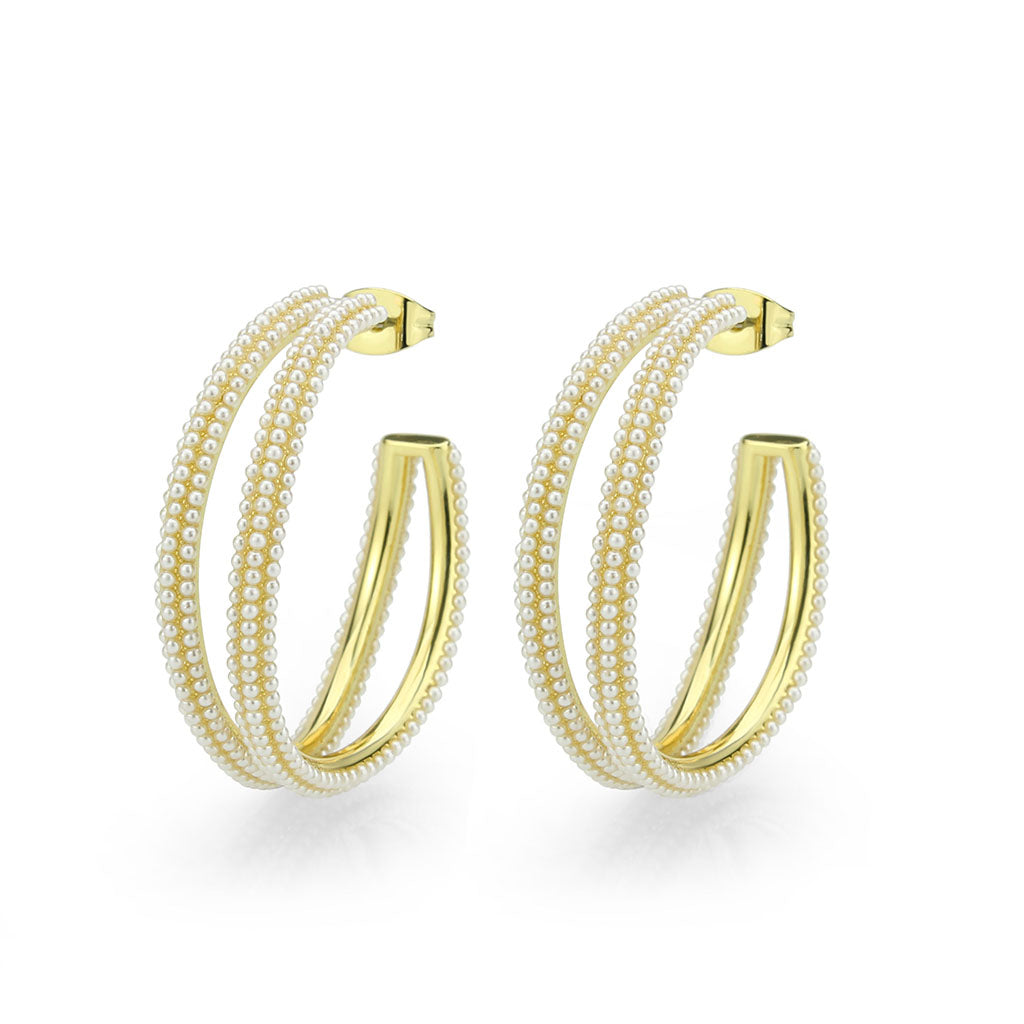 3W1789 - Flash Gold Brass Earring with Synthetic in White LuxuryLifeWay Online Store
