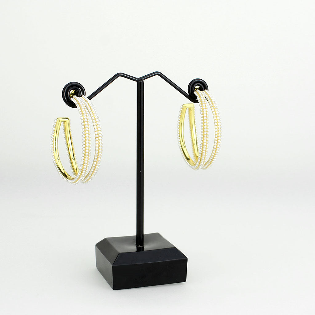 3W1789 - Flash Gold Brass Earring with Synthetic in White LuxuryLifeWay Online Store