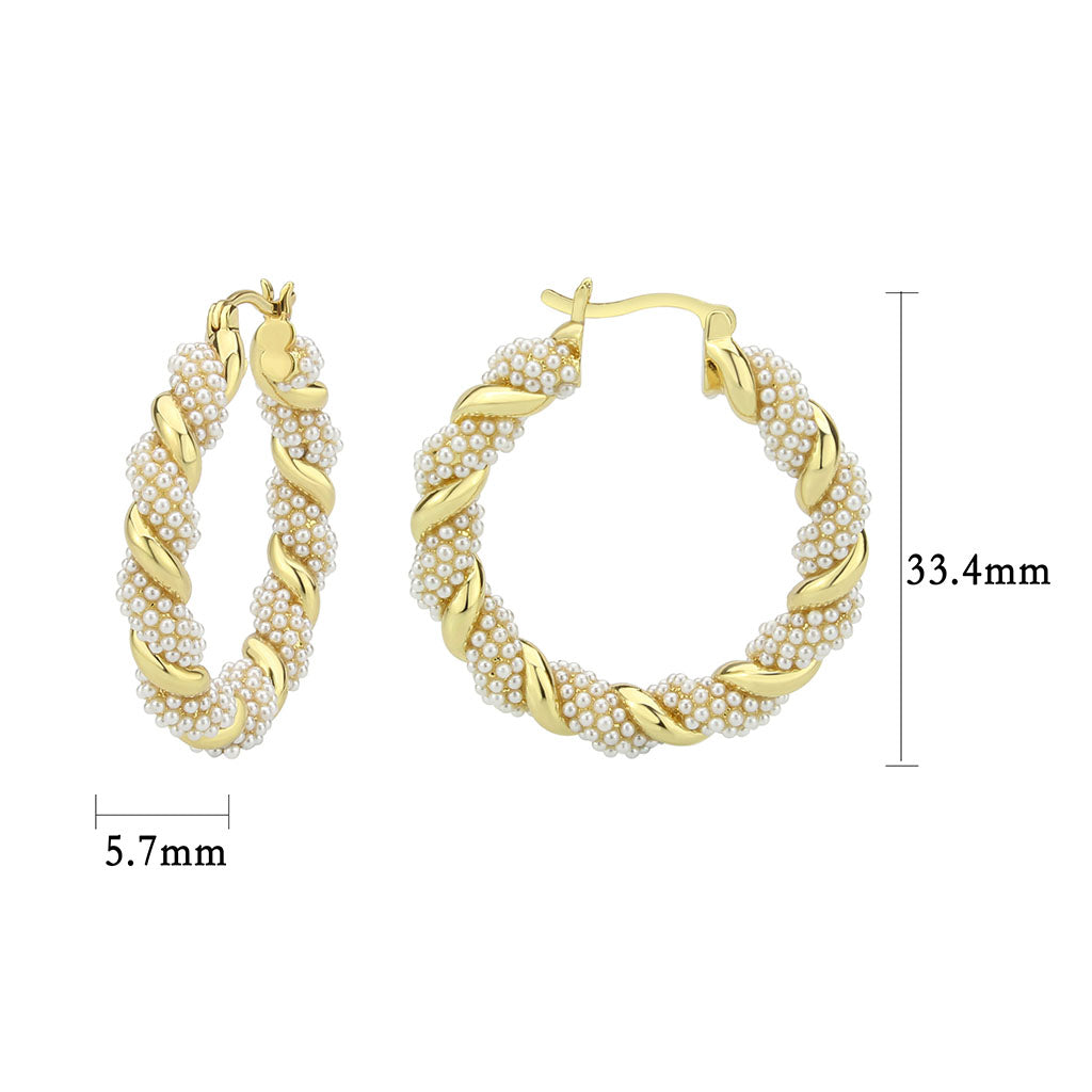 3W1790 - Flash Gold Brass Earring with Synthetic in White LuxuryLifeWay Online Store