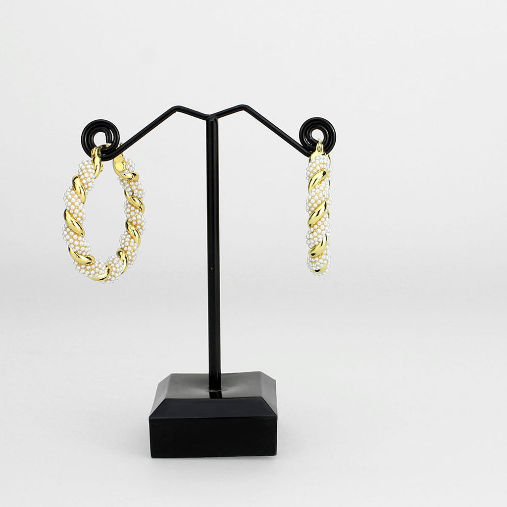 3W1790 - Flash Gold Brass Earring with Synthetic in White LuxuryLifeWay Online Store