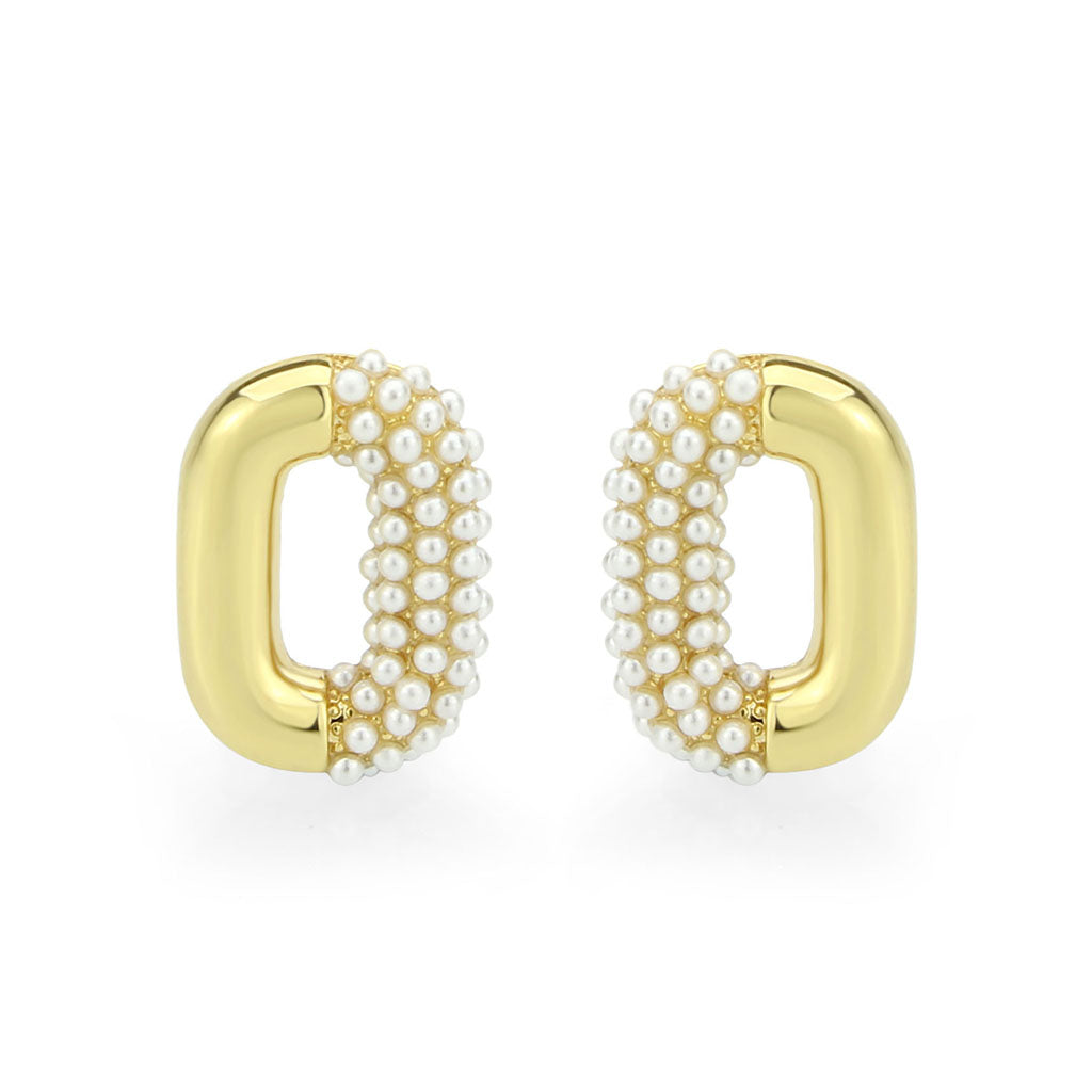 3W1793 - Flash Gold Brass Earring with Synthetic in White LuxuryLifeWay Online Store