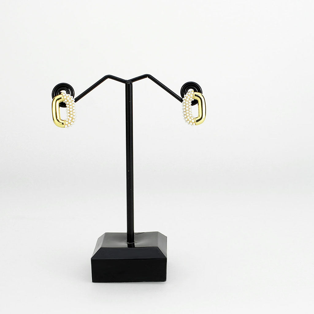 3W1793 - Flash Gold Brass Earring with Synthetic in White LuxuryLifeWay Online Store