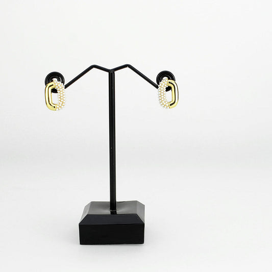 3W1793 - Flash Gold Brass Earring with Synthetic in White LuxuryLifeWay Online Store