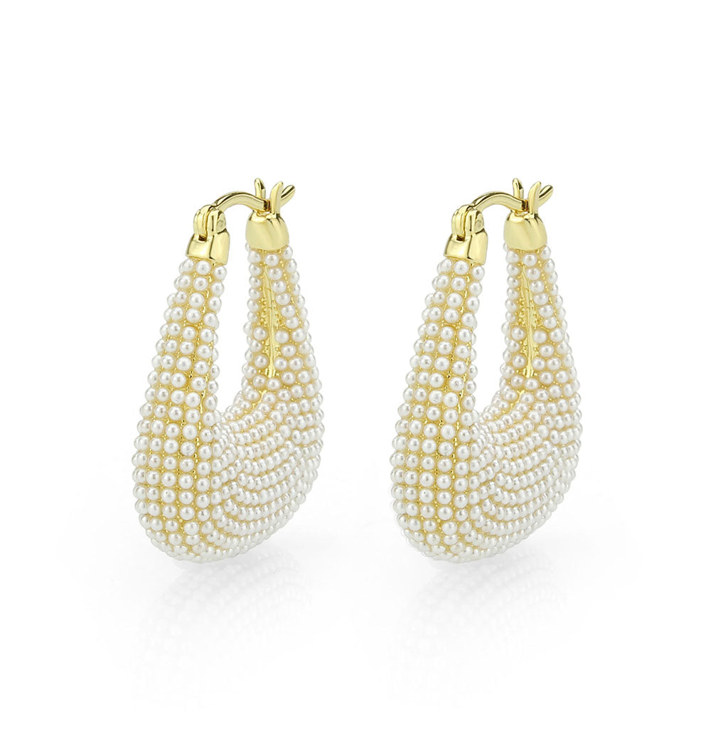 3W1795 - Flash Gold Brass Earring with Synthetic in White LuxuryLifeWay Online Store