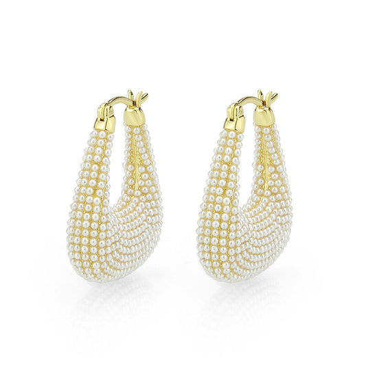 3W1795 - Flash Gold Brass Earring with Synthetic in White LuxuryLifeWay Online Store