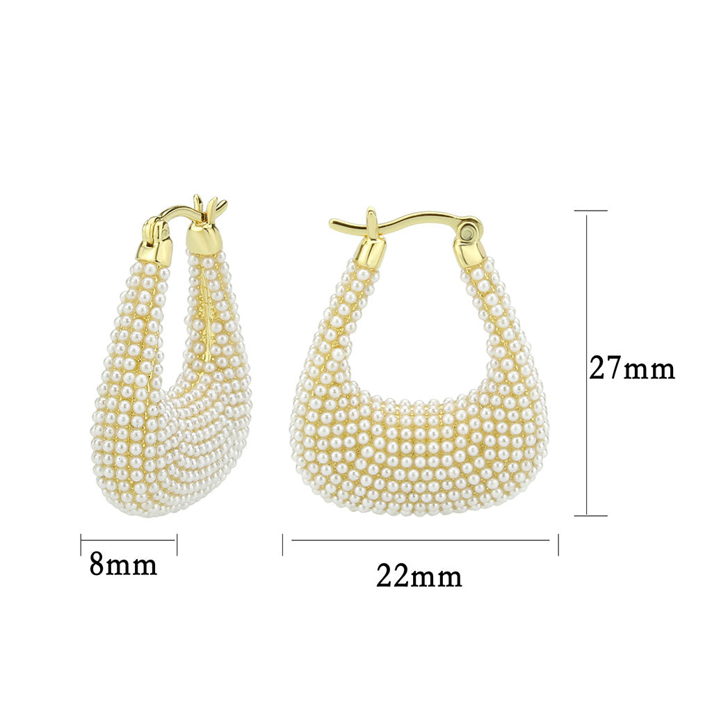 3W1795 - Flash Gold Brass Earring with Synthetic in White LuxuryLifeWay Online Store