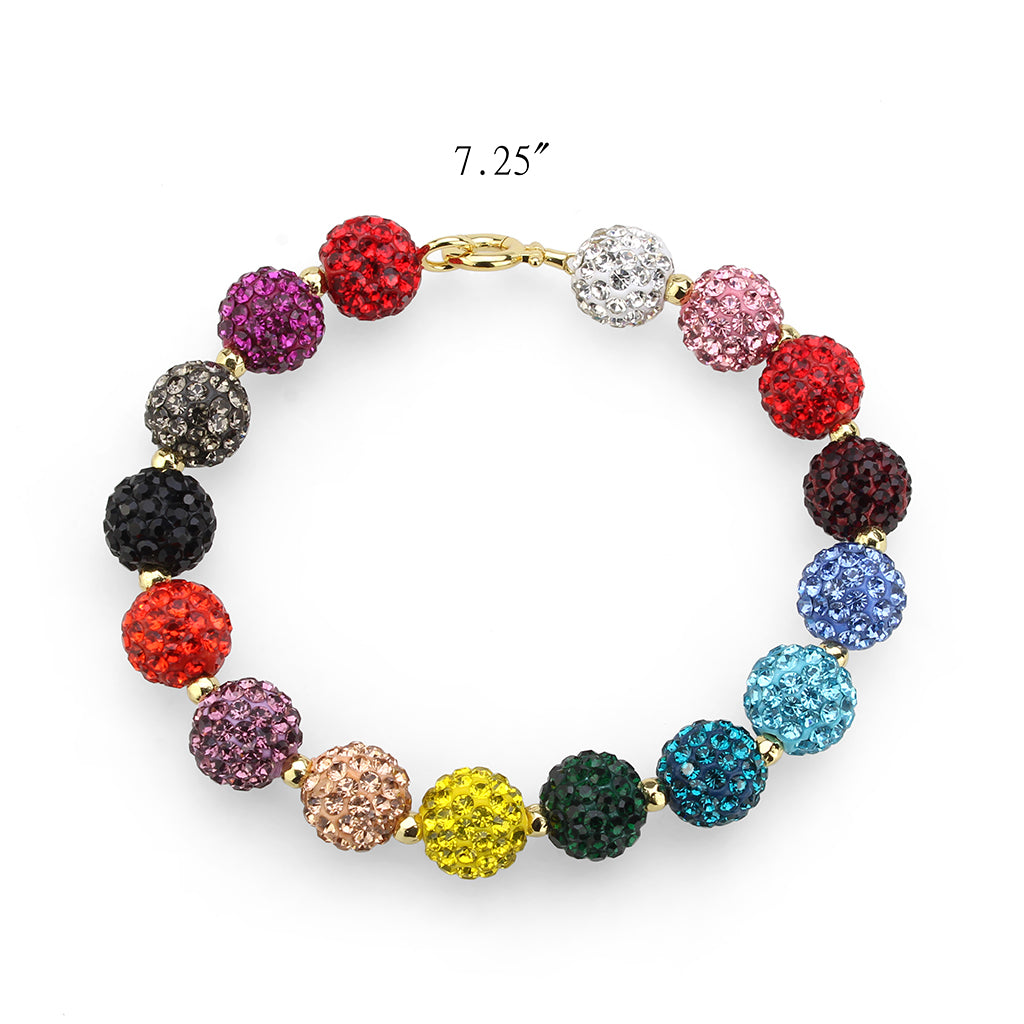 3W1797 - Gold Brass Bracelet with Top Grade Crystal in MultiColor LuxuryLifeWay Online Store