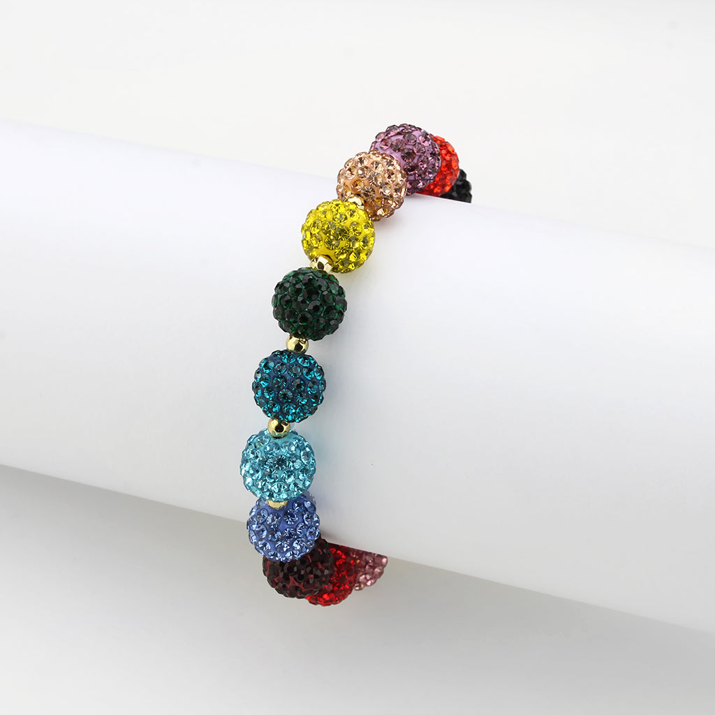 3W1797 - Gold Brass Bracelet with Top Grade Crystal in MultiColor LuxuryLifeWay Online Store