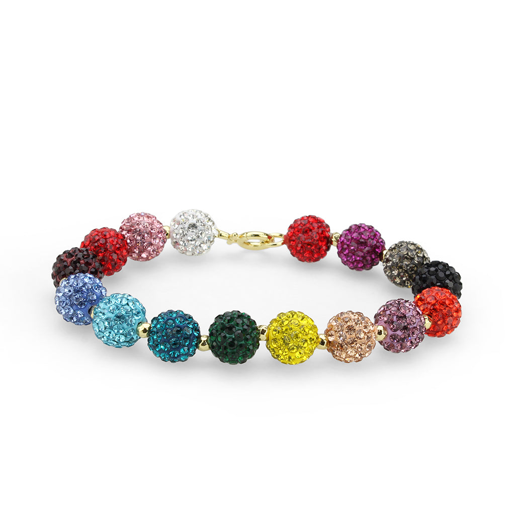 3W1797 - Gold Brass Bracelet with Top Grade Crystal in MultiColor LuxuryLifeWay Online Store