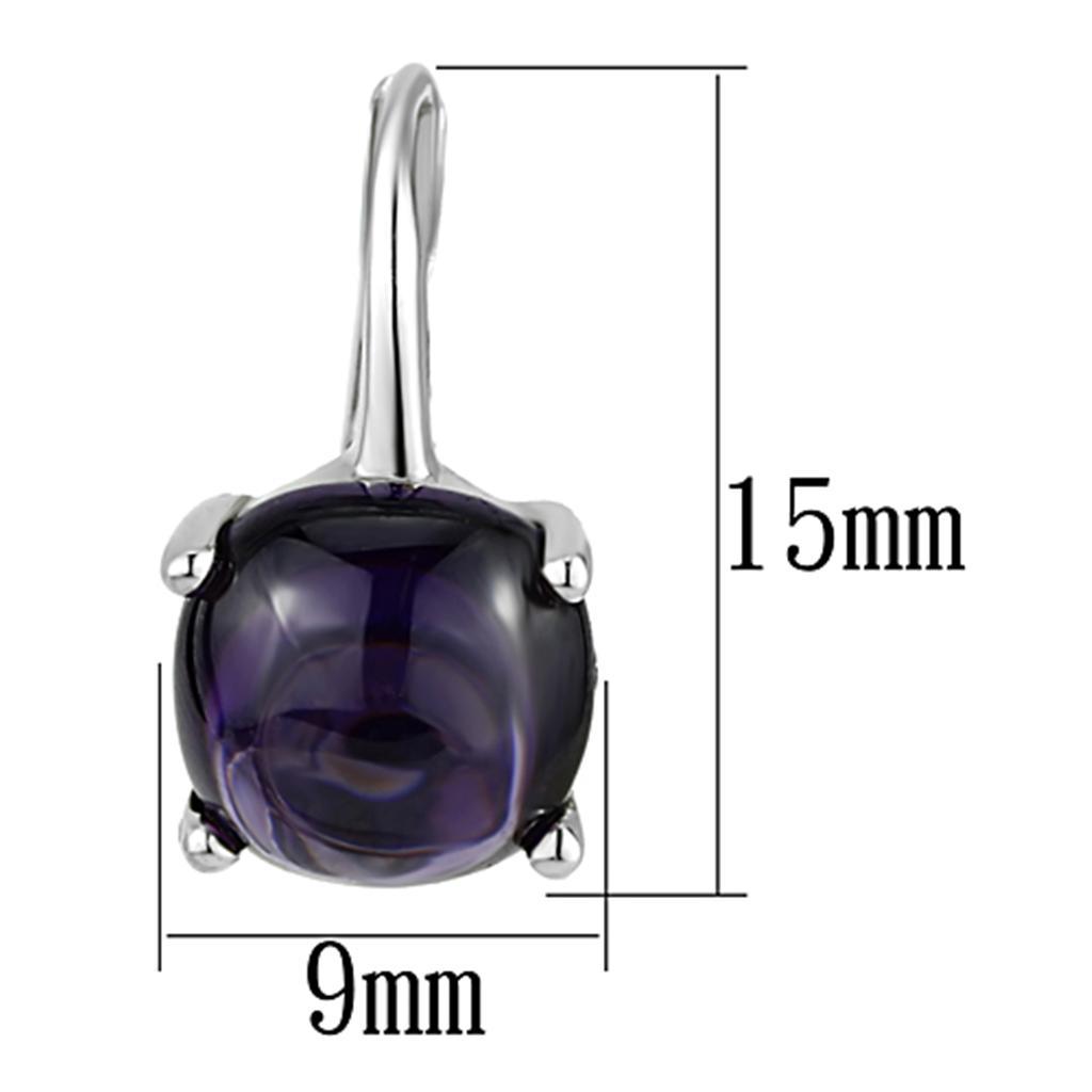 3W353 - Rhodium Brass Earrings with AAA Grade CZ  in Amethyst LuxuryLifeWay Online Store