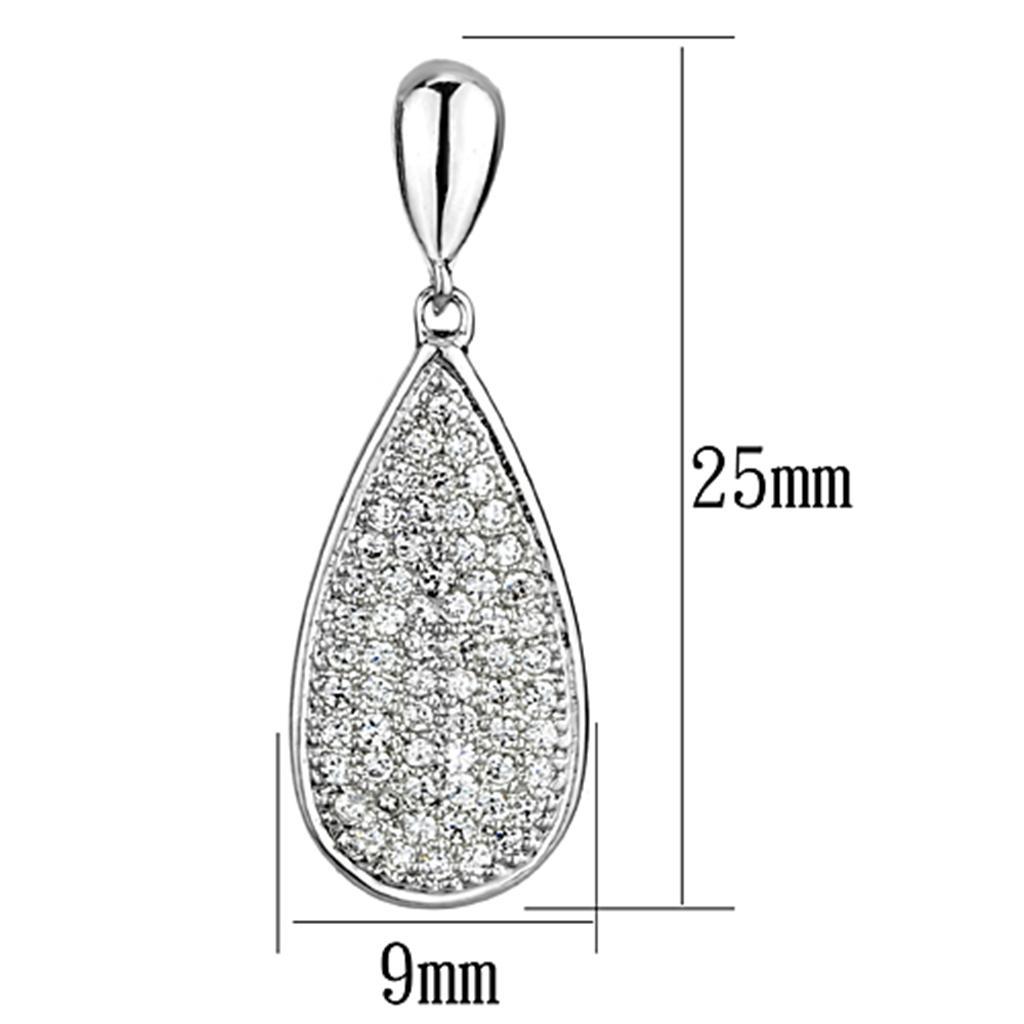 3W380 - Rhodium Brass Earrings with AAA Grade CZ  in Clear LuxuryLifeWay Online Store