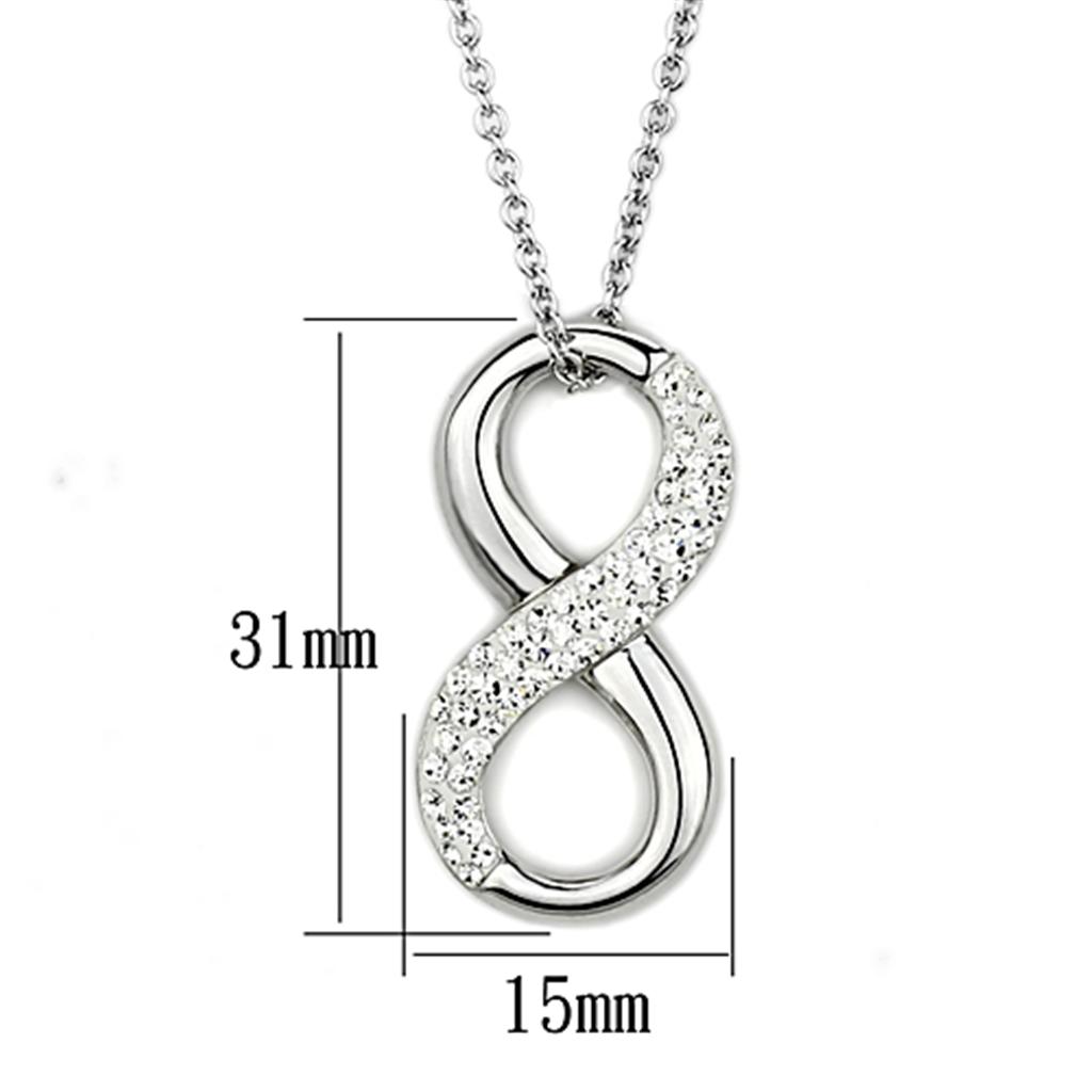 3W407 - Rhodium Brass Necklace with Top Grade Crystal  in Clear LuxuryLifeWay Online Store