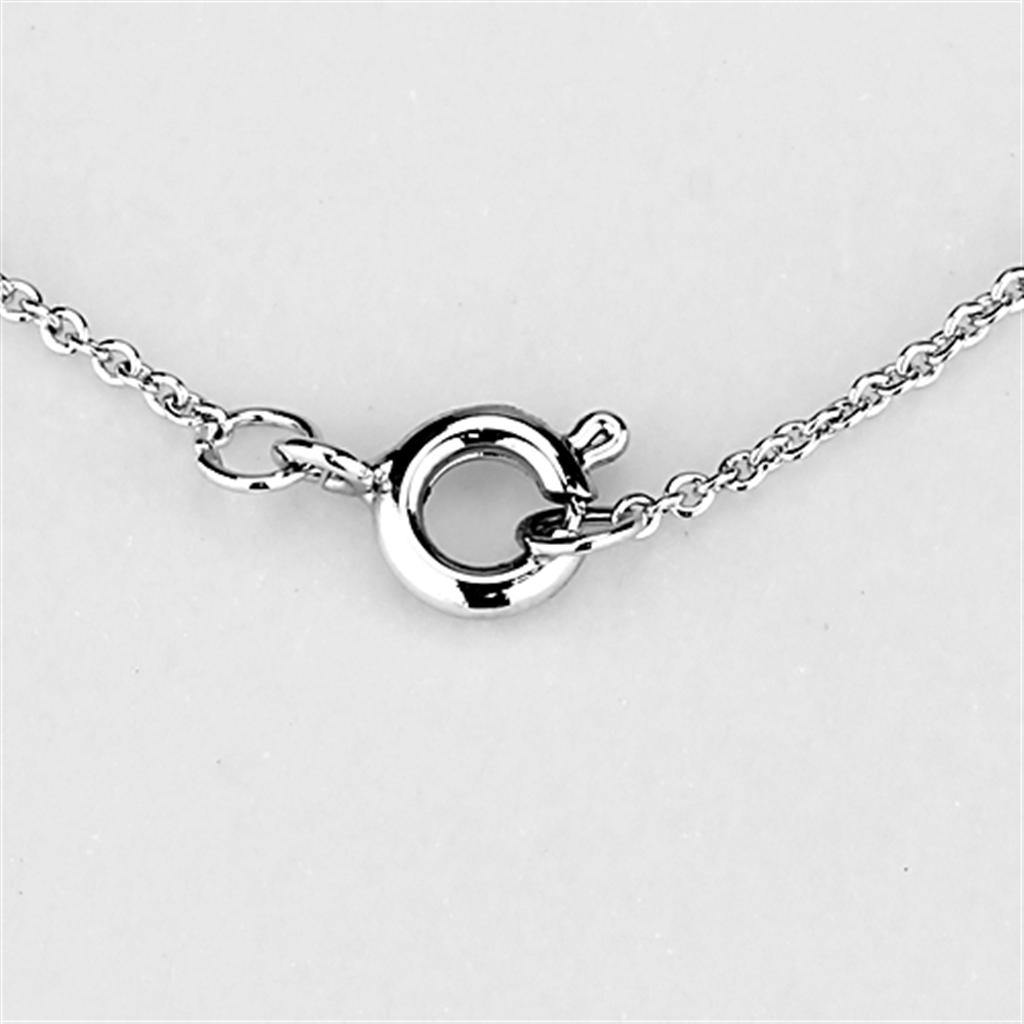 3W407 - Rhodium Brass Necklace with Top Grade Crystal  in Clear LuxuryLifeWay Online Store