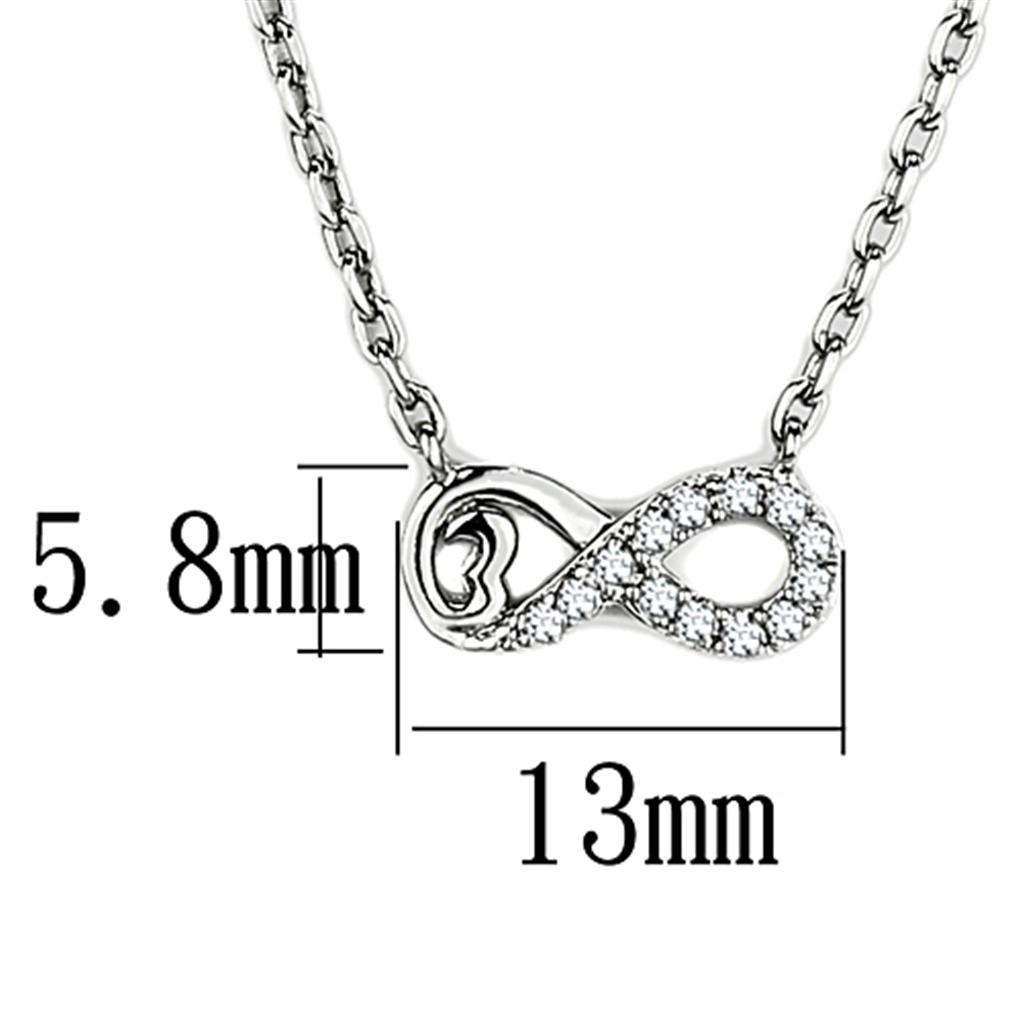 3W418 - Rhodium Brass Necklace with AAA Grade CZ  in Clear LuxuryLifeWay Online Store