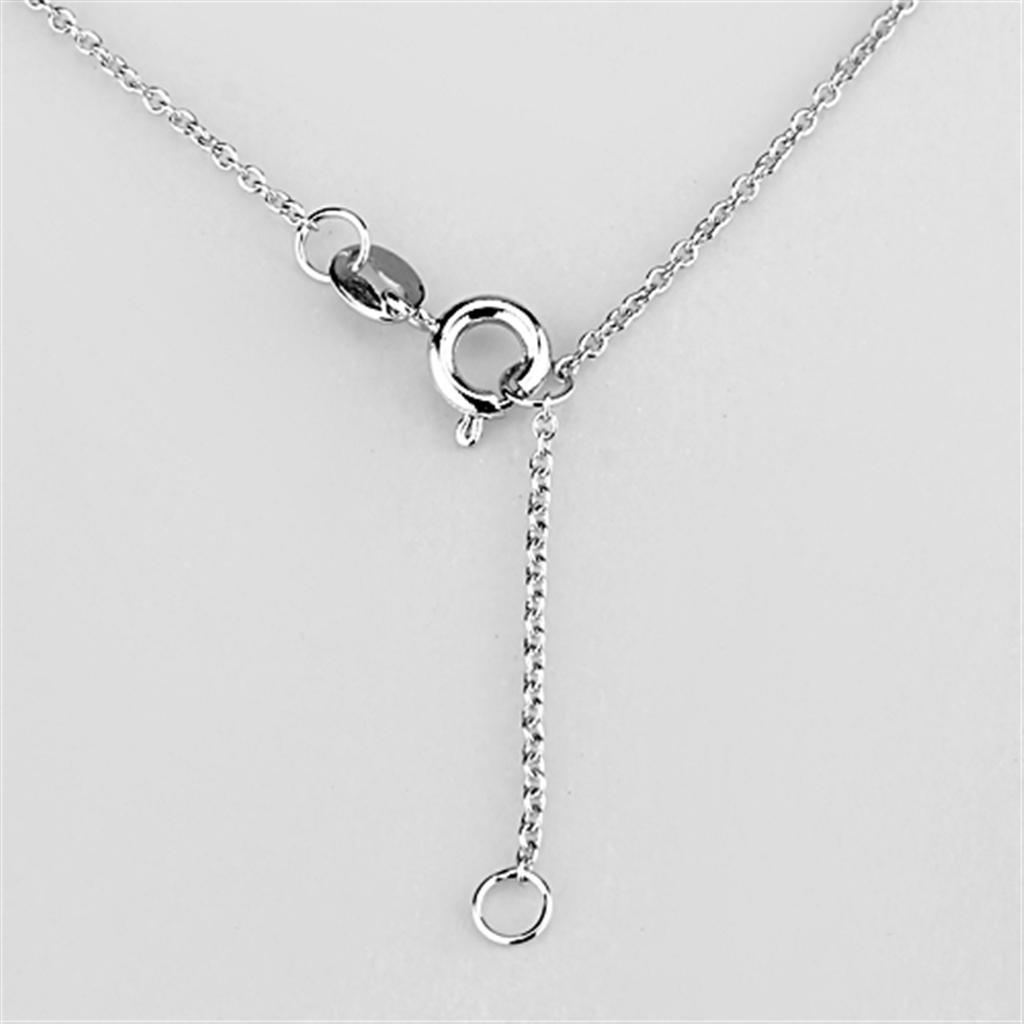 3W427 - Rhodium Brass Necklace with AAA Grade CZ  in Clear LuxuryLifeWay Online Store