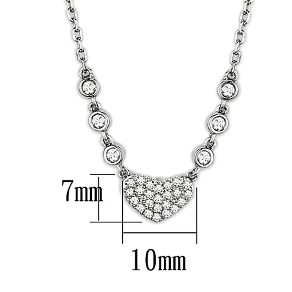 3W433 - Rhodium Brass Necklace with AAA Grade CZ  in Clear LuxuryLifeWay Online Store