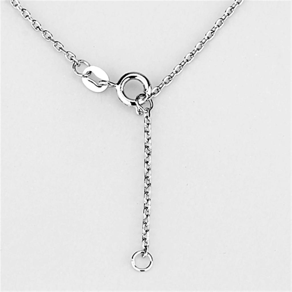 3W433 - Rhodium Brass Necklace with AAA Grade CZ  in Clear LuxuryLifeWay Online Store