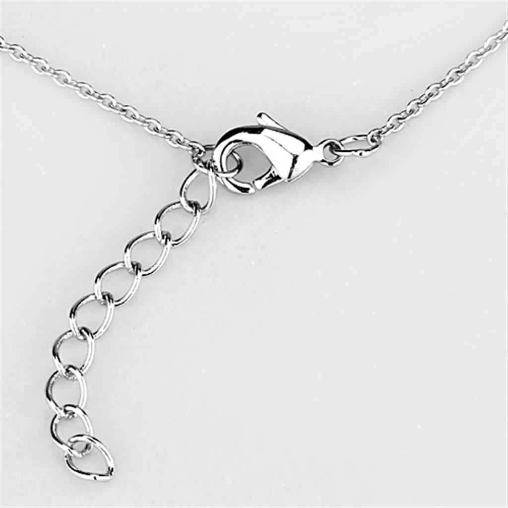 3W442 - Rhodium Brass Necklace with Synthetic Pearl in White LuxuryLifeWay Online Store