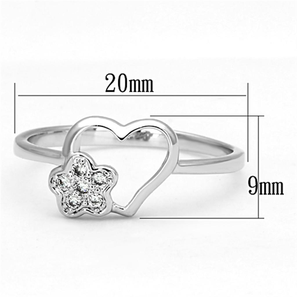 3W472 - Rhodium Brass Ring with AAA Grade CZ  in Clear LuxuryLifeWay Online Store