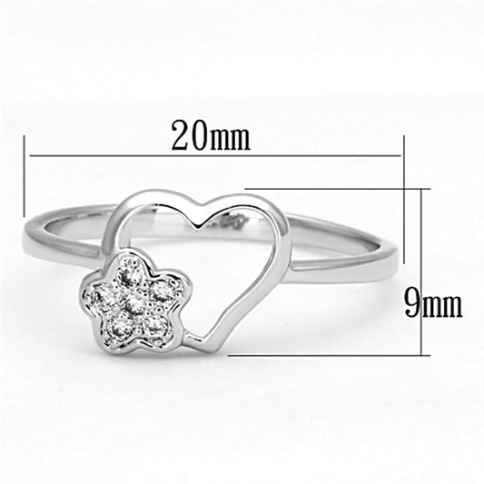 3W472 - Rhodium Brass Ring with AAA Grade CZ  in Clear LuxuryLifeWay Online Store