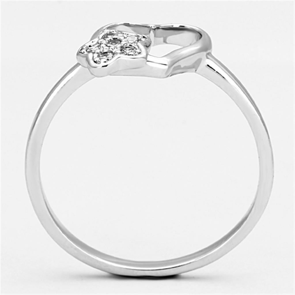 3W472 - Rhodium Brass Ring with AAA Grade CZ  in Clear LuxuryLifeWay Online Store