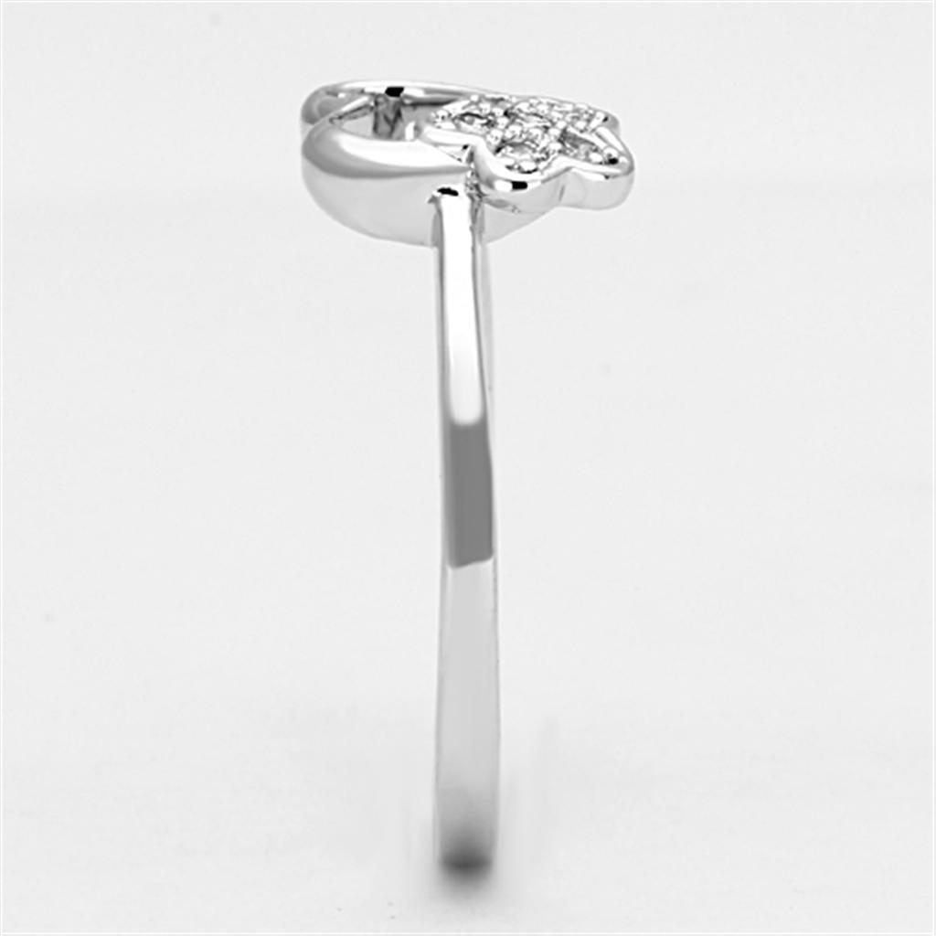 3W472 - Rhodium Brass Ring with AAA Grade CZ  in Clear LuxuryLifeWay Online Store