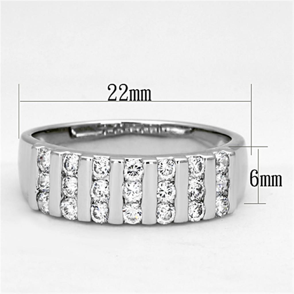 3W488 - Rhodium Brass Ring with AAA Grade CZ  in Clear LuxuryLifeWay Online Store