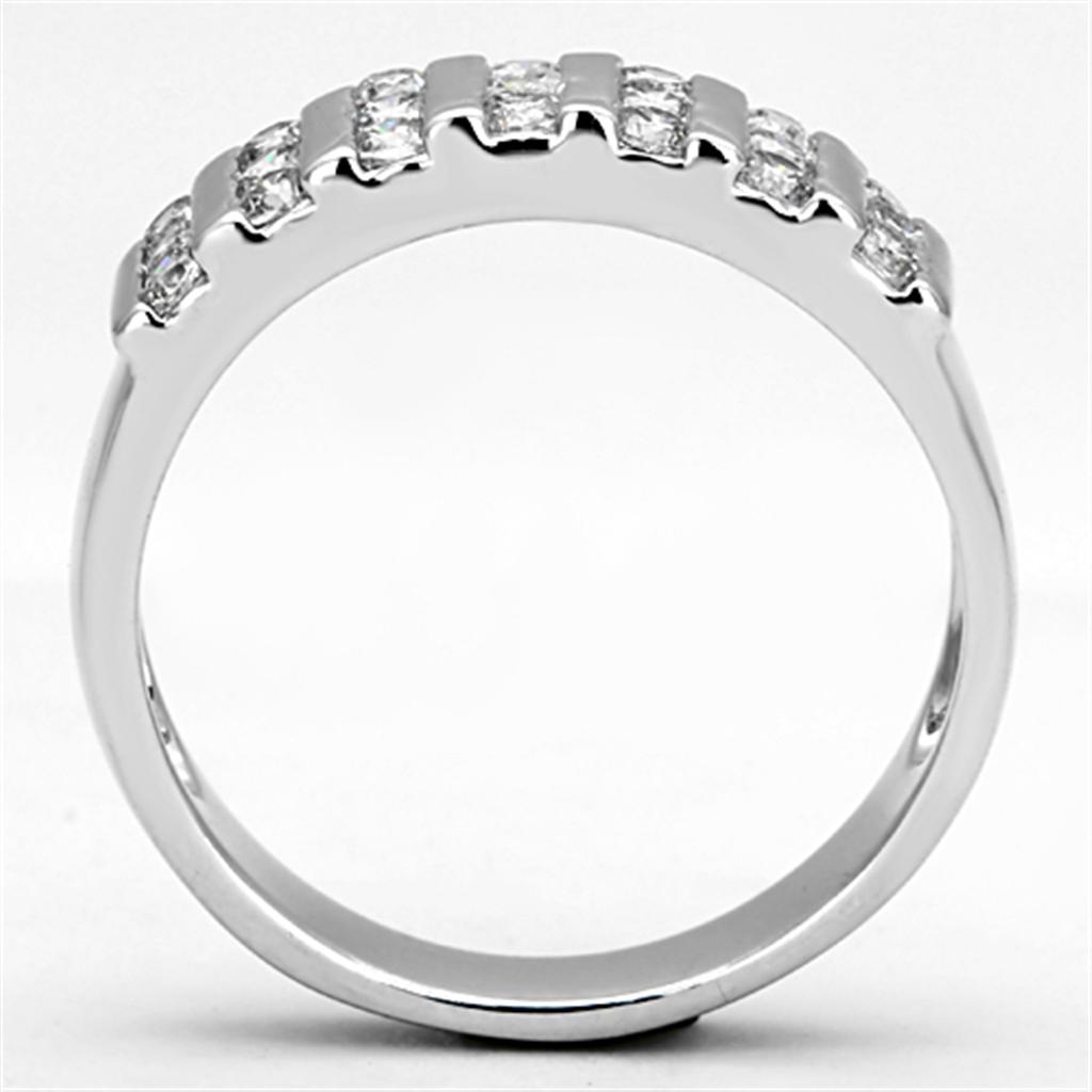 3W488 - Rhodium Brass Ring with AAA Grade CZ  in Clear LuxuryLifeWay Online Store