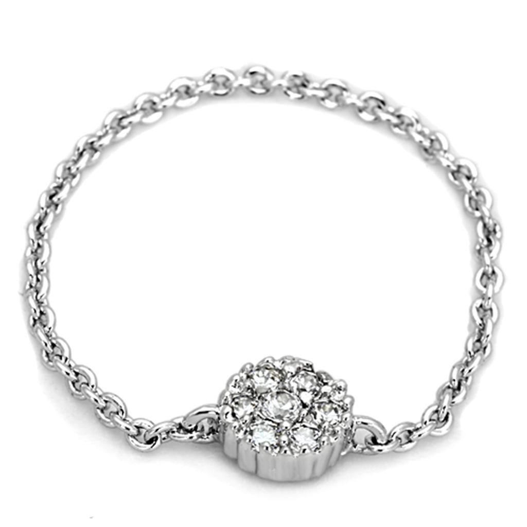 3W516 - Rhodium Brass Ring with AAA Grade CZ  in Clear LuxuryLifeWay Online Store