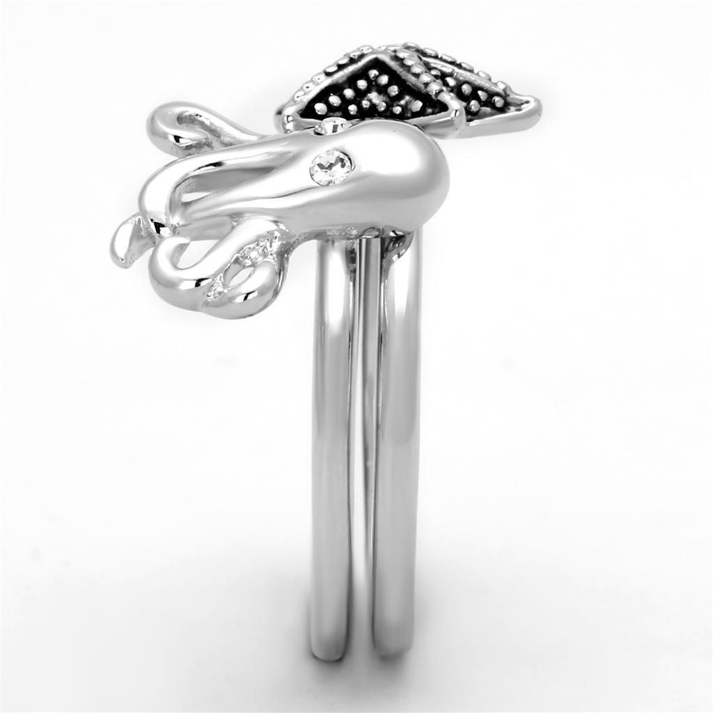 3W564 - Rhodium Brass Ring with Top Grade Crystal  in Clear LuxuryLifeWay Online Store