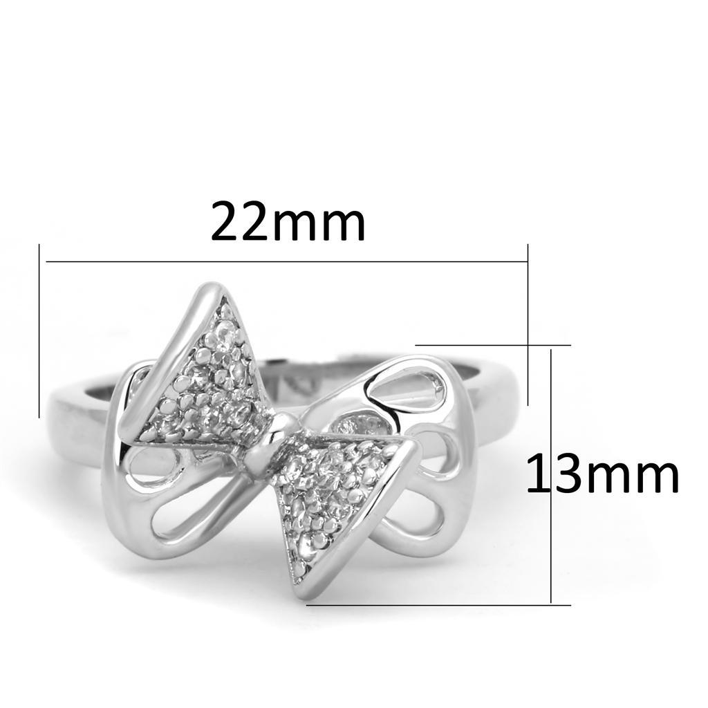 3W570 - Rhodium Brass Ring with AAA Grade CZ  in Clear LuxuryLifeWay Online Store