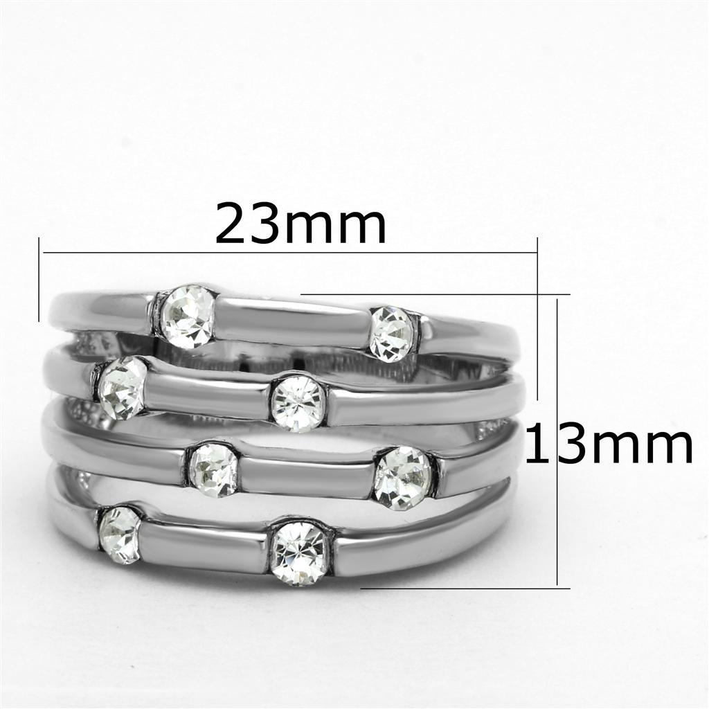 3W581 - Rhodium Brass Ring with Top Grade Crystal  in Clear LuxuryLifeWay Online Store