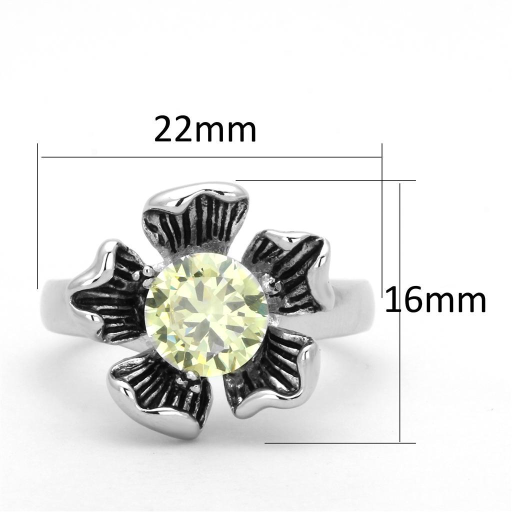 3W585 - Rhodium Brass Ring with AAA Grade CZ  in Citrine Yellow LuxuryLifeWay Online Store