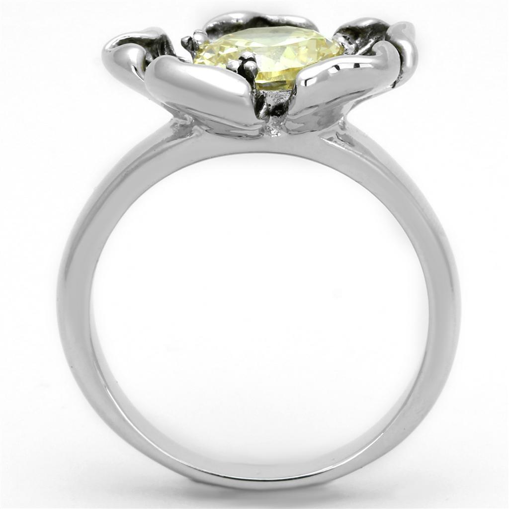 3W585 - Rhodium Brass Ring with AAA Grade CZ  in Citrine Yellow LuxuryLifeWay Online Store
